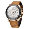 Benyar Men's Chronograph Analog Watch 30M Water-Resistant Business Stylish Formal Leather Band Quartz Gift