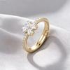Women's Adjustable Four-Leaf Clover Ring - Simple, High-End Design with Micro-Inlay and Open Band