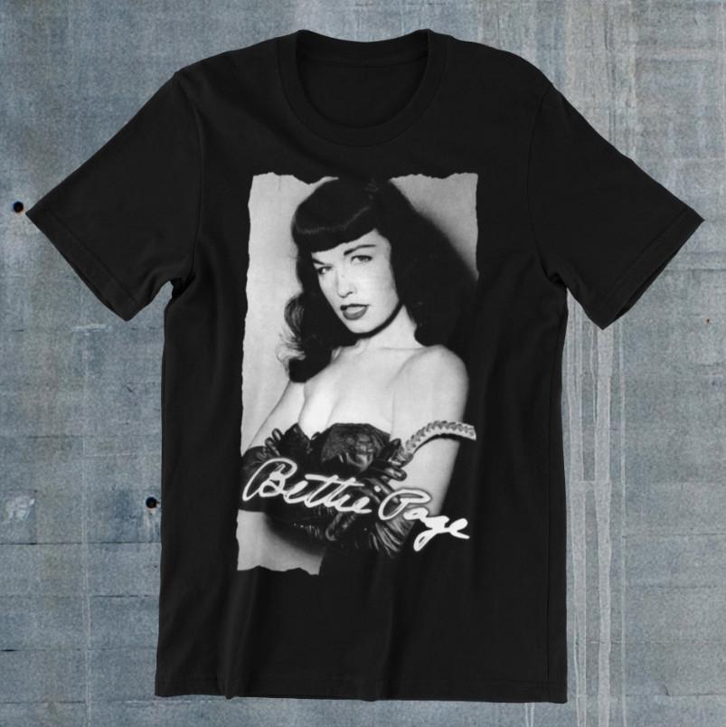 Винтажная черная хлопковая футболка с коротким рукавом BETTIE PAGE, унисекс, все размеры, DI020 L