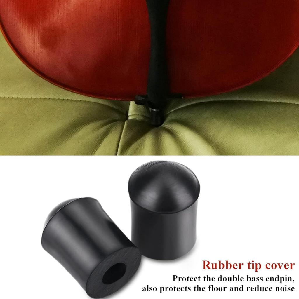 Rubber End Caps, 2pcs Upright Bass Endpin Rubber Tip Stopper Replacement Protector End Cap for Double Bass End Pin Protector(Inner Diameter: approx.