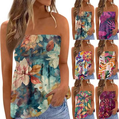 Tube Tops For Women,Cute Sexy Off Shoulder Print Sleeveless T-Shirt