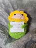 Funny Positive Crochet Pig Doll Desktop Ornament Handmade Cheer Emotional Support Positive Pig with Card Home Party Decoration
