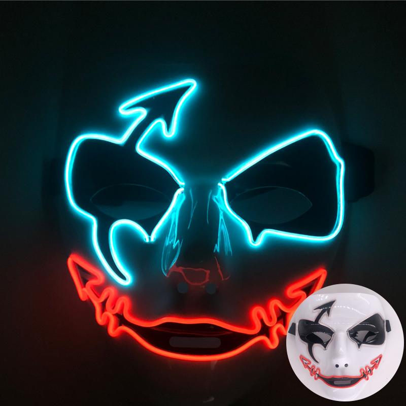Glowing Hand-painted devil Mask Halloween Carnival Masquerade Cosplay Horror Mask Spooky atmosphere props Scary Halloween Props