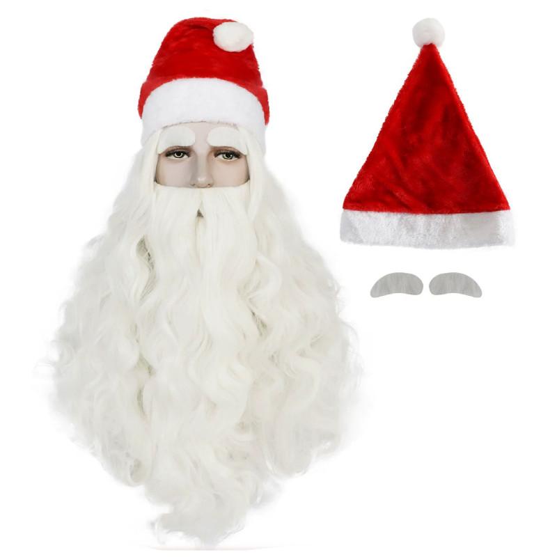 Christmas Santa Wig And Beard Set For Men With Long White Hair For Holiday Party Costumes
