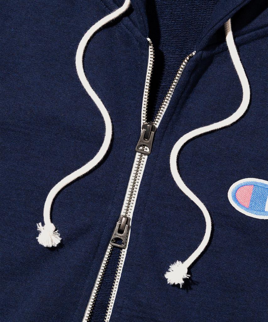 Champion Heritage Logo Loose Fit Zip-Up Hoodie Navy