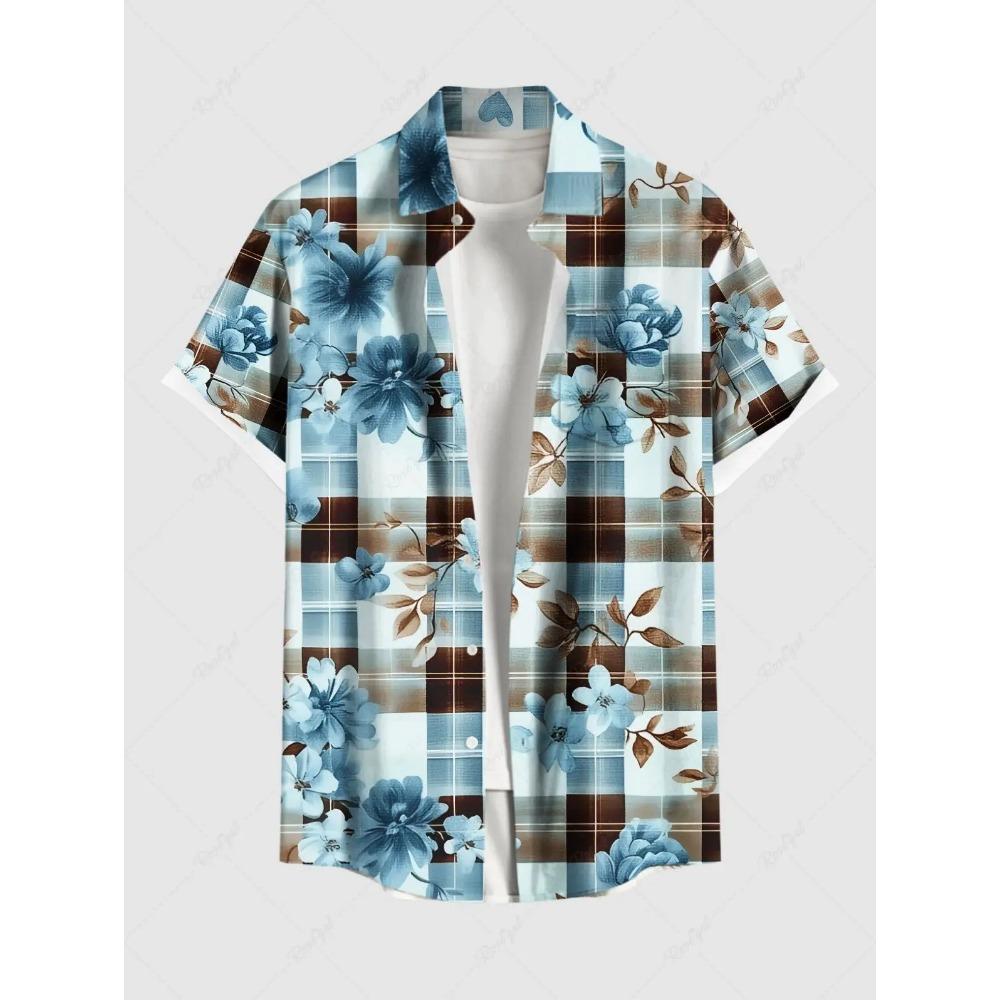 Męska Letnia Koszula z Krótkim Rękawem z Wzorem Drzewa Kokosowego, Drukowany Kołnierzyk, Koszula na Wakacje na Hawajach, Męska Codzienna Koszula Street Hip Hop z Krótkim Rękawem