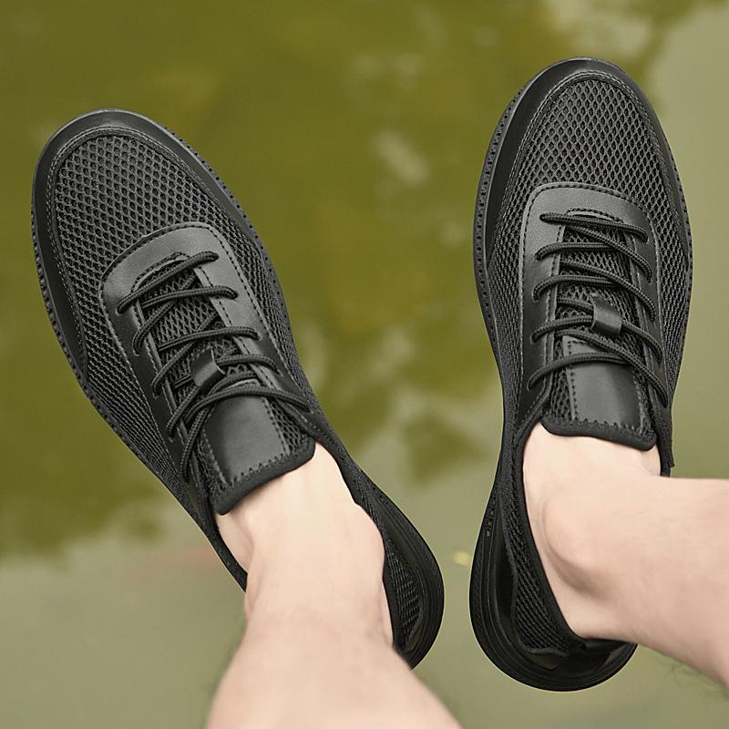 Fashion Men's Outdoor All-match Casual Shoes New Lightweight Driving Footwear Breathable Mesh Men's Shoes Fashion Lace-Up Walking Flats