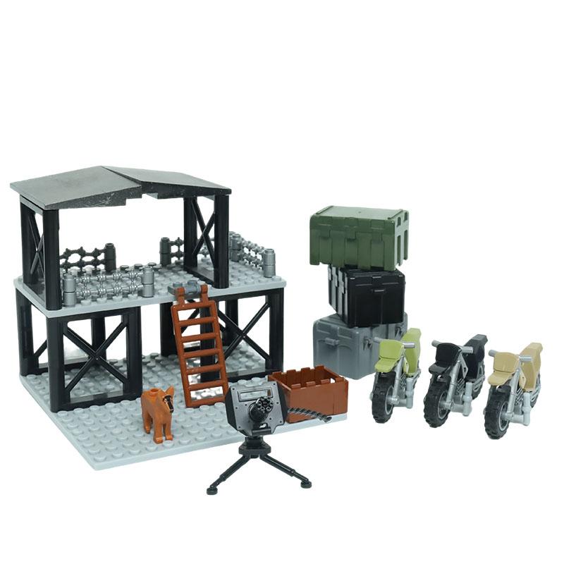 WK2 Militärbasis Moc Sentinel Turm Wachturm Gefängniskäfig Gebäude Modell Militärspielzeug Waffen Baustein DIY Junge Kind Geschenk