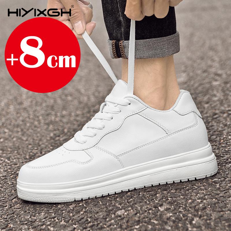 Genuine Leather Men's 6/8cm Height Increasing Sneakers Fashion Casual Shoes Mens Outdoor Running Sneakers Size 36-46 Designer