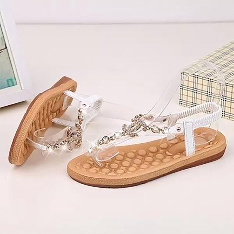 Gold Sandals Women Gladiator Sandals Rhinestones Shoes Woman Flat Sandals Beach