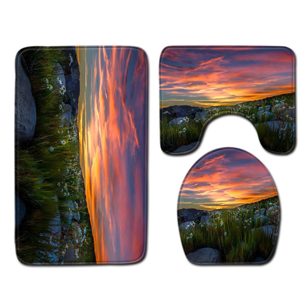 Small Fresh Bathroom Toilet Three-Piece Floor Mat Kitchen Non-Slip Door Mat Bedroom Carpet