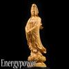 EnergyPower Holzschnitzerei Kannon Bodhisattva Statue, Fein gearbeitet, Hochwertig, Hergestellt aus natürlichem Buchsbaumholz, Buddhistische Kunst, Buchsbaumholz, Kannon Bodhisattva,
