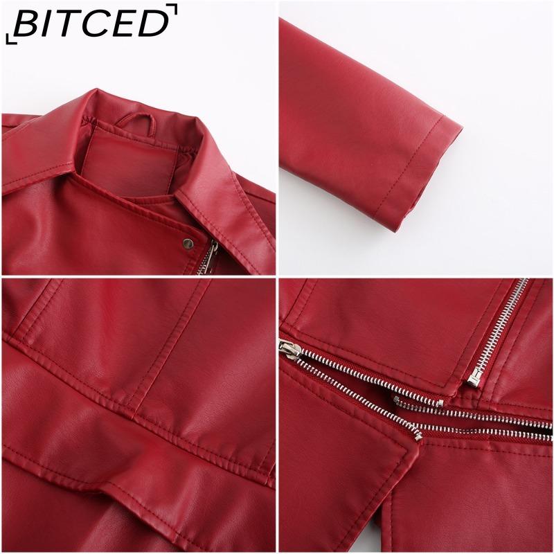 BITCED Women's Leather Jacket with Detachable Hem Spring/Autumn Coat Fashionable Casual Jacket