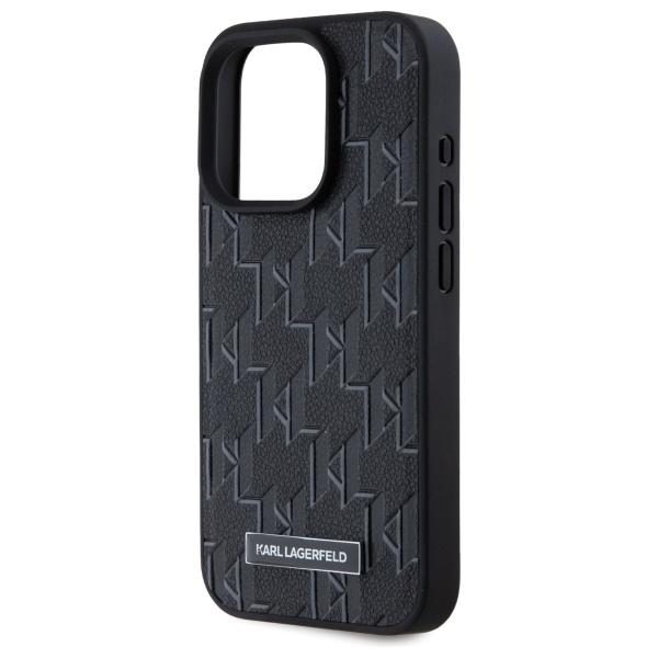 Karl Lagerfeld Klhmp15Lpkhporpk Iphone15 Pro 6.1 Hardcase Czarny/Black Leather Monogram Metal Logo Magsafe