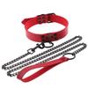 Dark Black Sexy Rivet Alternative Metal Slave PU Leather Collar Traction Rope,BDSM Bondage Necklace Fashion Chain Necklace