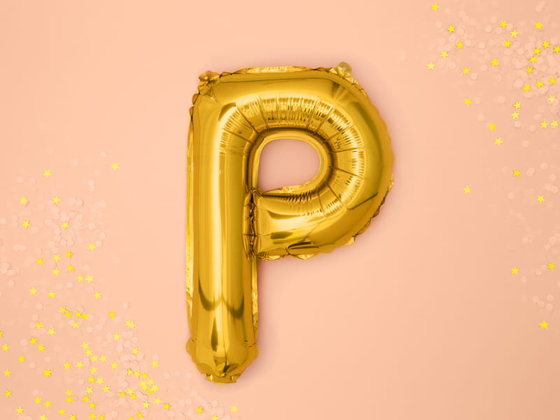 Balon Foliowy Litera "P" Złoty 35 Cm