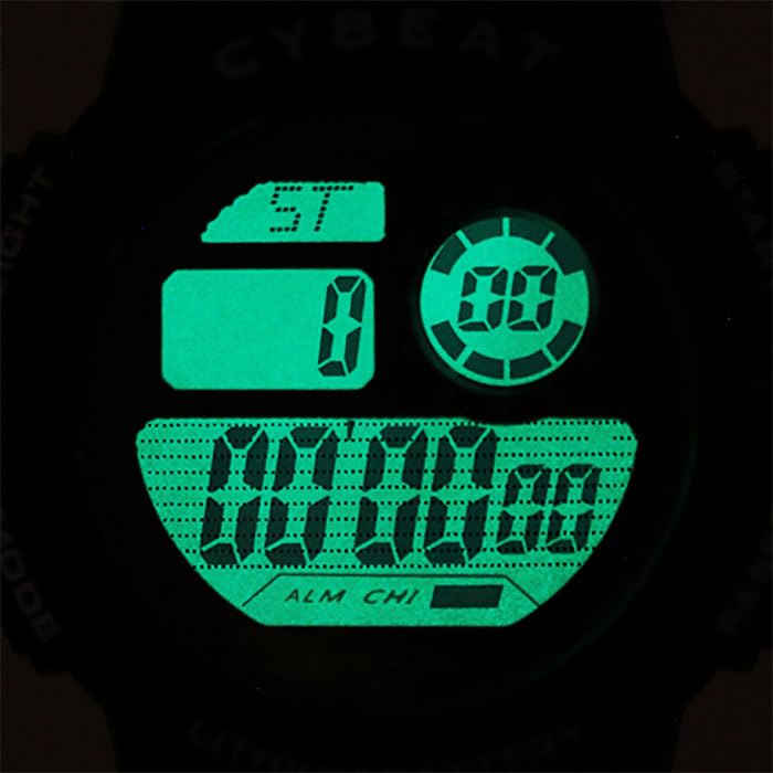 Sunflame CD2C0007-SV Men's Digital Watch, 5 ATM Water Resistant, Full EL Light, Stopwatch, Alarm Chime, Black
