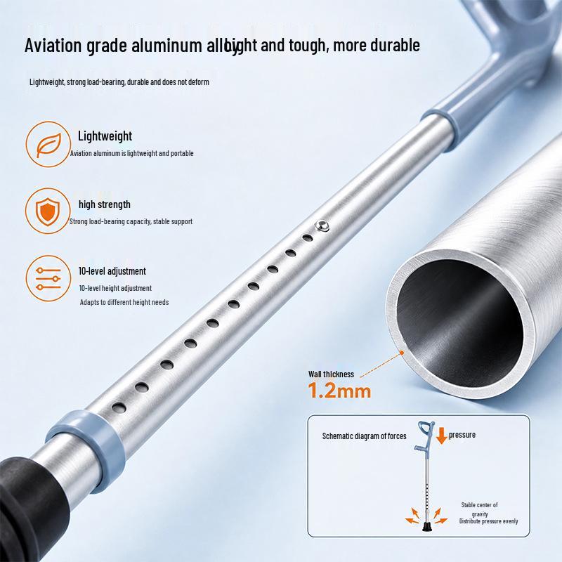 Foldable Non-Slip Double Elbow and Underarm Crutches