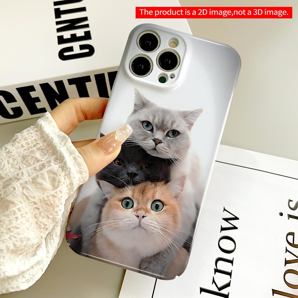 Three Cats Stacked Wall Art Phone Case All Inclusive Film Hard Phone Case, Compatible with iPhone 18 Pro Max 17 16 15 14 13 12 11