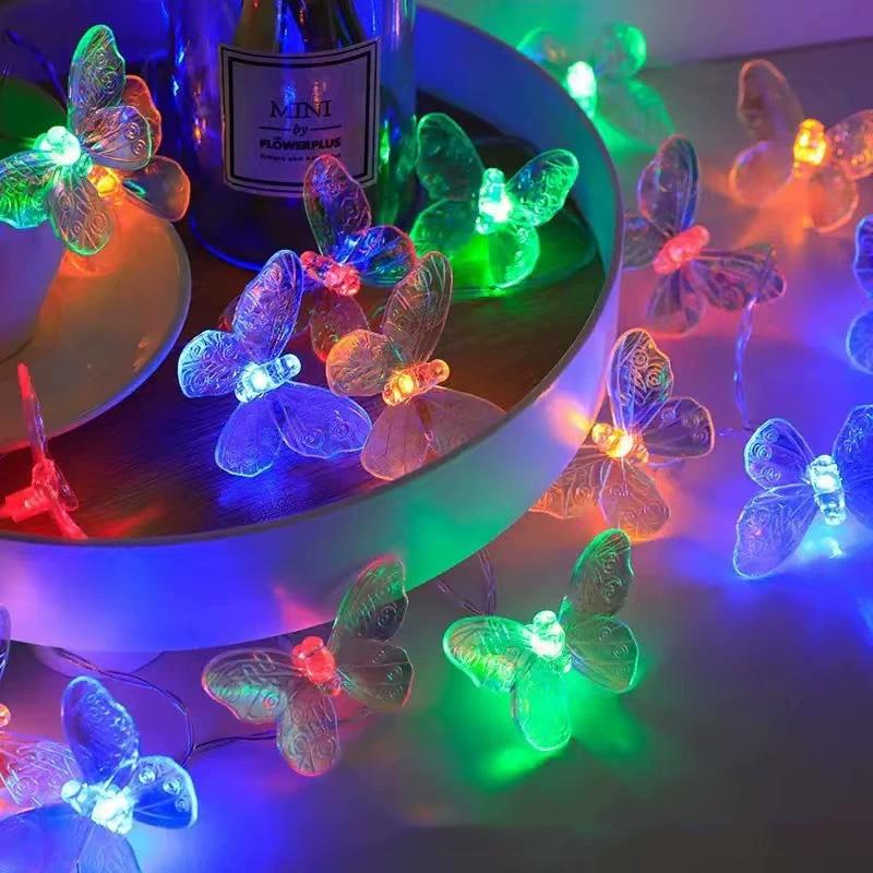 

10LED Butterfly Transparent String Lights 150CM Waterproof Home Decor LED for Weddings Light String Colorful Battery Powered 1.5M