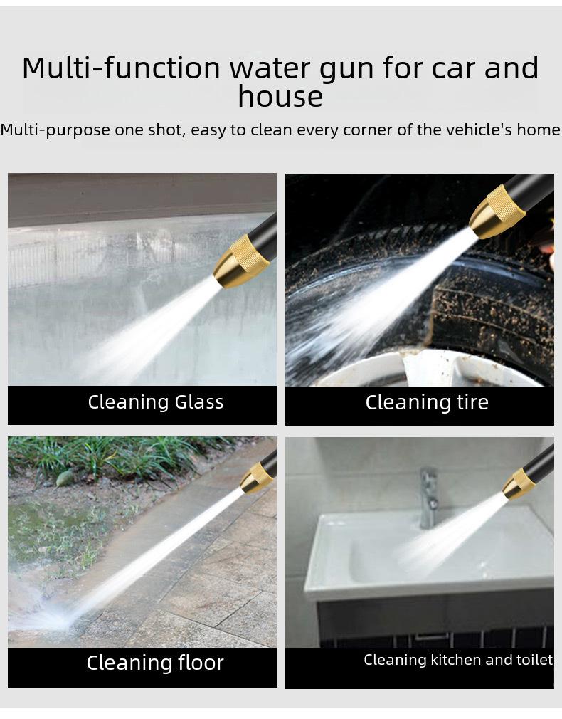 High-Pressure Car Wash Water Gun Set with Telescopic Hose and Garden Cleaning Nozzle