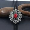 Engraving Stone Bolo Tie Carved Necktie for Shirt Jeans Western Necklace Braided Shoestring Necktie Bolo Tie