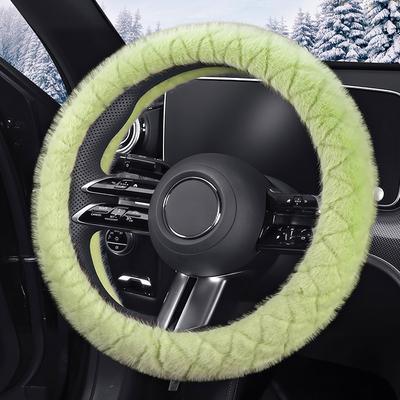 Winter Plush Steering Wheel Cover - High-Density Soft Pile, Warm and Comfortable, Fits 14.5-15 Inch Round Steering Wheels
