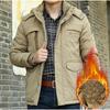 Winter Medium and Long Cotton-padded Jacket with Fleece Thermal Casual Jacket Men's Clothing