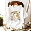 Quest Squad Adventure Backpack Cat Mushroom TShirt Cute Cartoon Kitten Graphic Tee Unisex Fantasy Book Fandom Casual Tops Tees