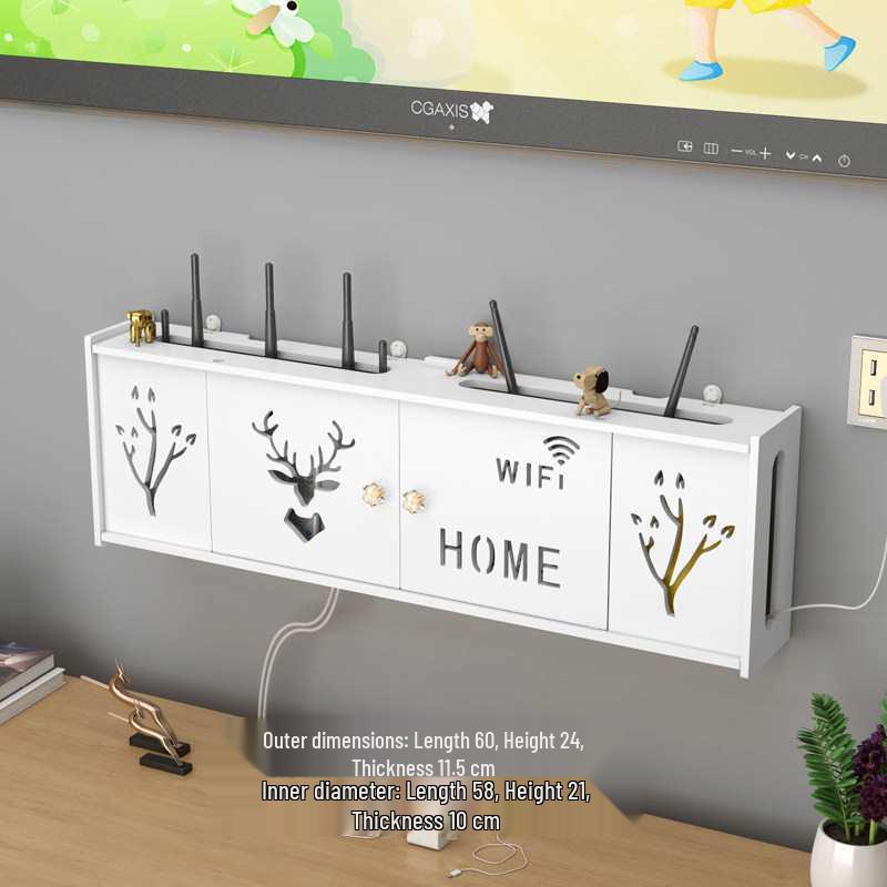 Wall-Mounted No-Drill WiFi Router and TV Set-Top Box Shelf for Living Room/Bedroom