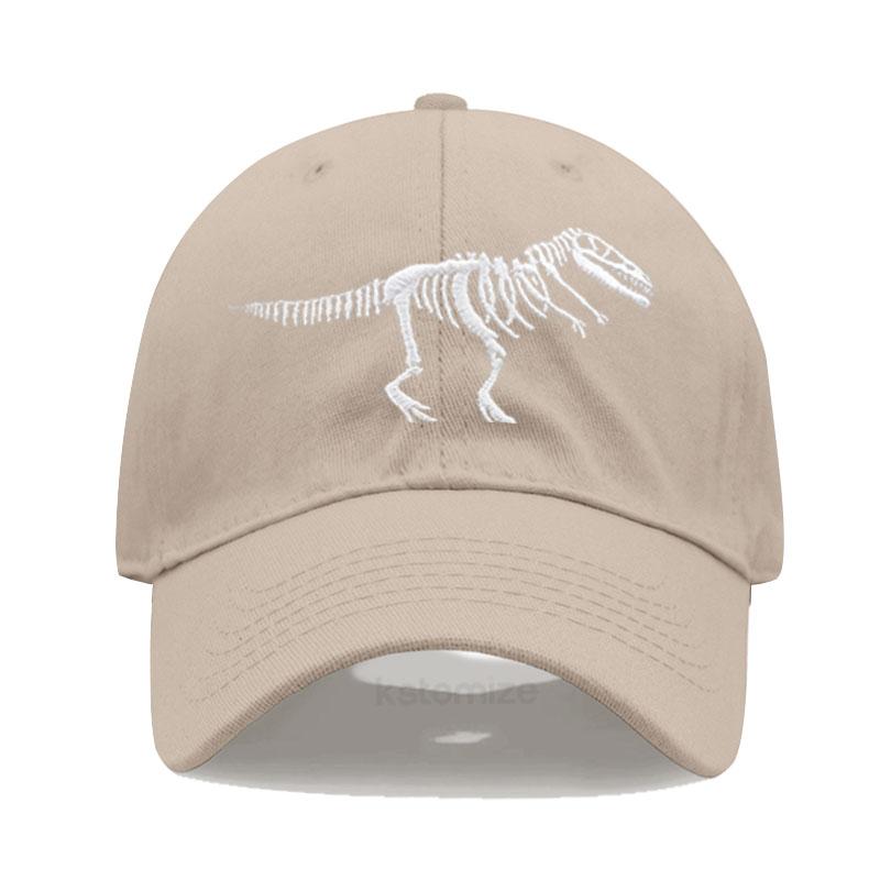 Dinosaur Skeleton Embroidered Baseball Cap for Women Men Fashion Adjustable Soft Cotton Dad Hat Unisex Classic Golf Caps