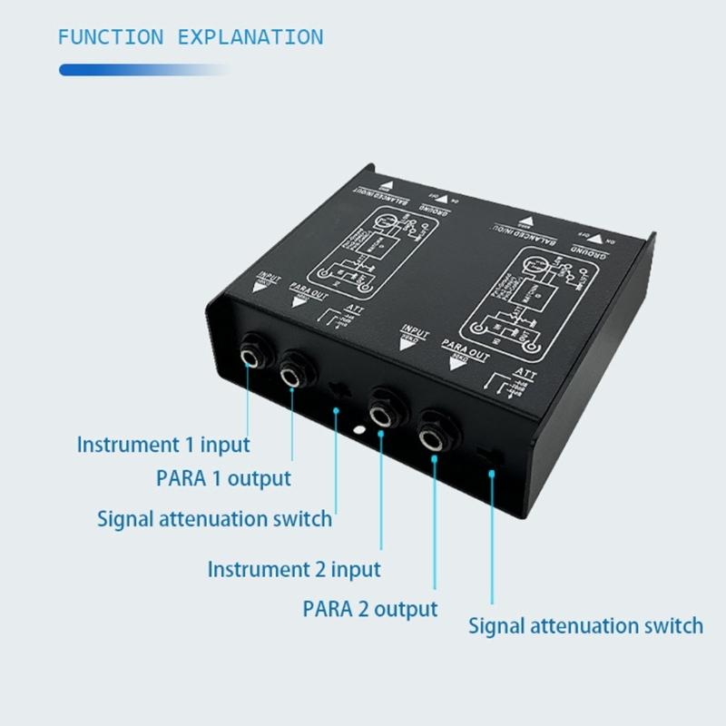 Metal Housing DI Box Double Channel Audios Isolator Hum Eliminators For Studio Recording Stage Use Noise reductions