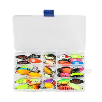 43Pcs Sequined Fishing Spoon Lure Wobbler Casting Spinner Baits with Box Hard Baits Single Hook Spoon Fishing Baits