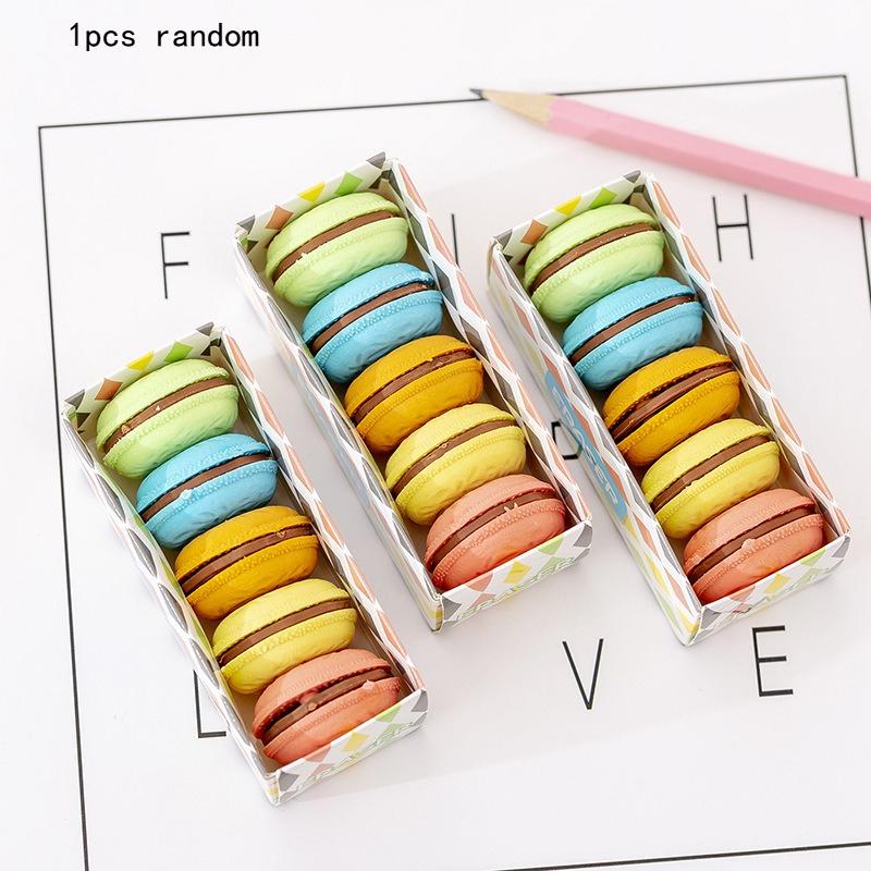

Kawai Creative Stationery Macaron Color Sandwich Biscuit Eraser Cute Elementary School Childrens Lovely Office School Supplies