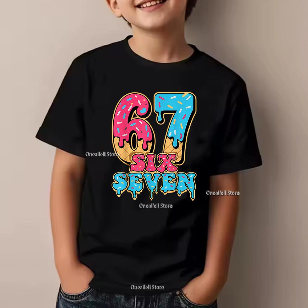 Kids Summer T-shirt Boys Girls Sport Number Print Top Casual Short Sleeve Wear