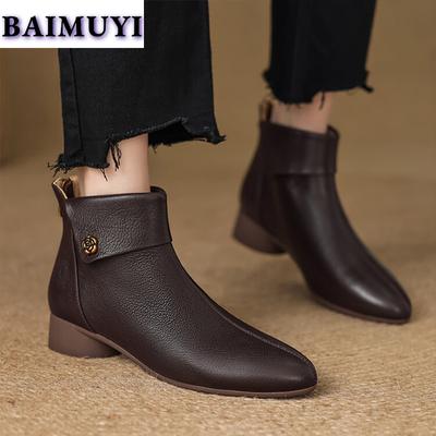 Flower Pointed Toe Women Ankle Boots Mid Heels Shoes 2025 Trend Fashion Casual Office Chelsea Boots New Sexy Pumps Mujer Botas