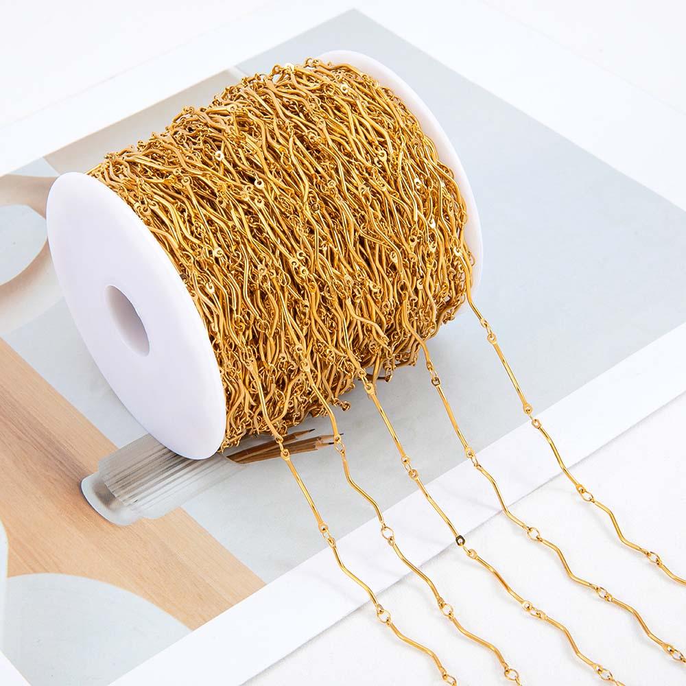 No Fade 1meter Stainless Steel Spiral Twist Stick Link Chain Wave Metal Chain for DIY Necklaces Bracelet Jewelry Making Findings