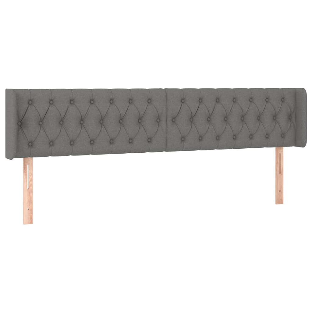 vidaXL Kopfteil mit Ohren Dunkelgrau 183x16x78/88 cm Stoff