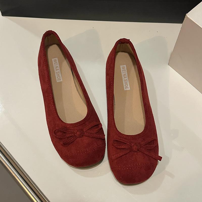 Gentle Ballet Ladyshoes Flats French Candy Soft Sole Silver New Chinese Red Single Shoes Autumn Small Fragrant Women's Shoes