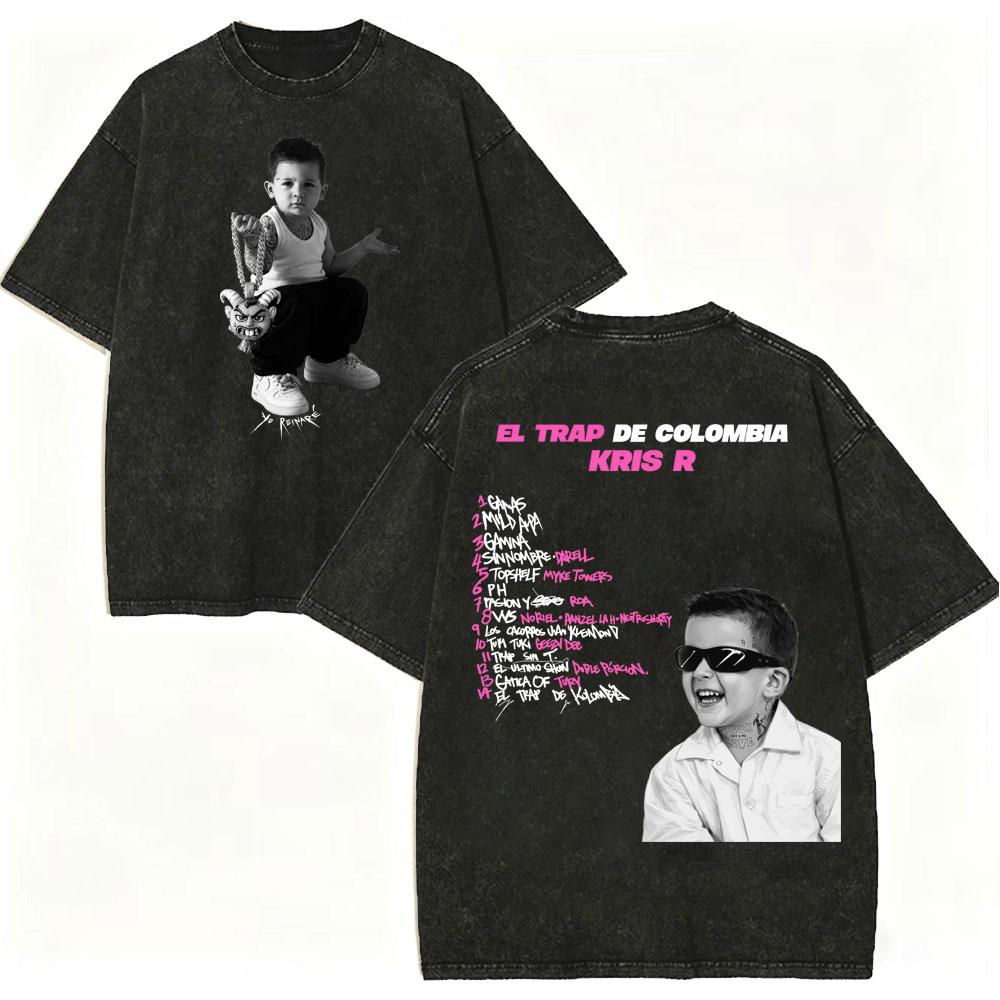 Vintage Washed Rapper Kris R Tshirts Men Women Clothing High Street Fashion Trend T Shirt High Quality Cotton Oversized Tshirt