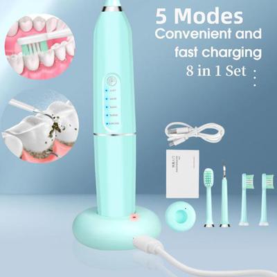 5 Modes 3200rpm/min Sonic Electric Toothbrush Dental Scaler Calculus Remover Oral Care Tool USB Charge +Intelligent Touch Switch+ Bracket + 4 Heads