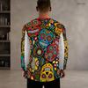 Men Plus Size Black Round Neck Long Sleeve Christmas Neon Printed Pullover T Shirt