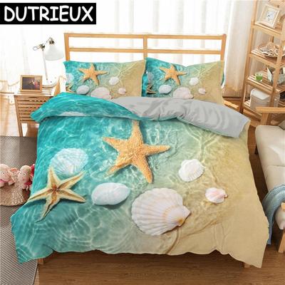 Seaside Beach 3D Duvet Cover Bedding Set Comforter Linen Pillowcases Quilt Cover Home Decor Single Double Twin King Queen