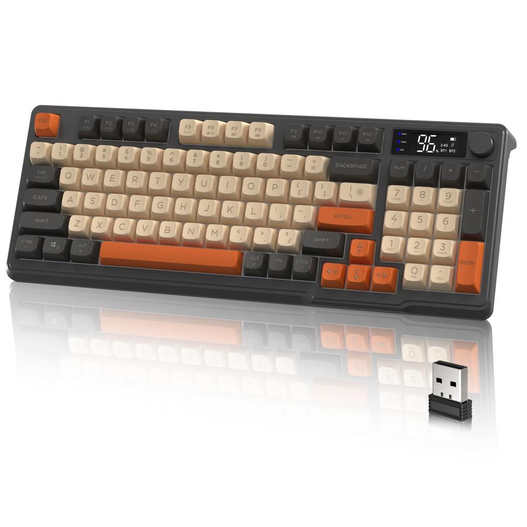 ATTACK SHARK x FREE WOLF M96 Gaming vezeték nélküli, kettős módú vezeték nélküli PBT Patchwork Ball RGB 96 kulcs hangerőszabályzó gombbal és elektronikus hosszú akkumulátor-élettartam iOS