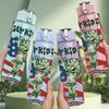 1PC Statue Liberty USA Flag 750ml Sports Water Bottle Leakproof Straw Lid Outdoor Office Home