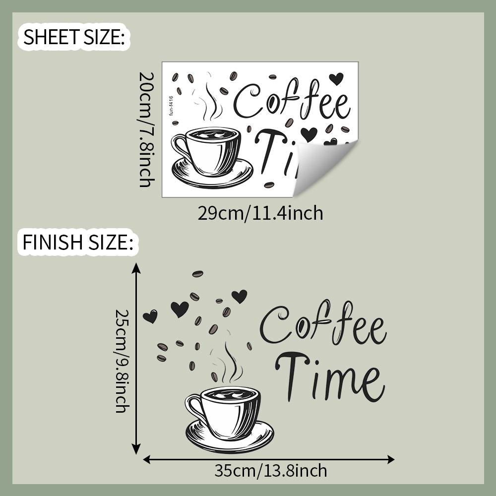 

Простой Эскиз Кофейная Чашка Английский Слоган Кухня Ресторана Дом Фон Украшение Наклейки на Стену