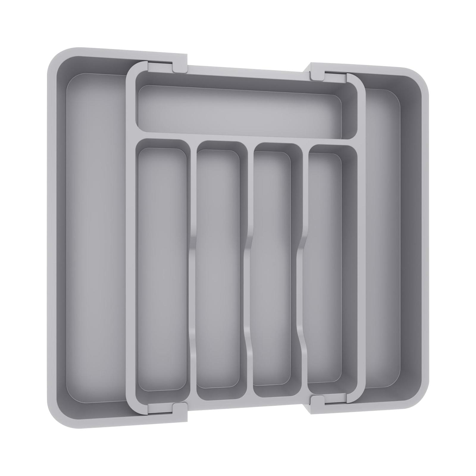 

Expandable Kitchen Drawer Organizer Tray 4 Compartments Cutlery Storage Rack Adjustable Flatware Holder for Home Kitchen Cabinet One Size