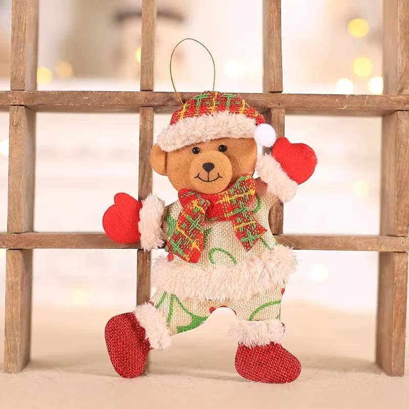 4 Pcs Christmas Plush Ornaments, Xmas Hanging Decoration Santa Clause Snowman Reindeer Bear Doll Christmas Tree Ornaments