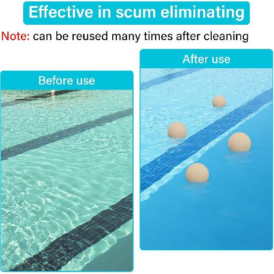 Scum Balls for Spas Hot Tub, 6 Pack Reusable Hot Tub Scum Absorber, Pool Filter Balls Surface Oil Absorbing Removes Scum Oils, Washable Floating