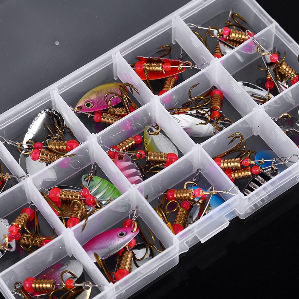 30pcs Colorful Fishing Lure Baits Set With Treble Hook Tackle Accessory For Outdoors